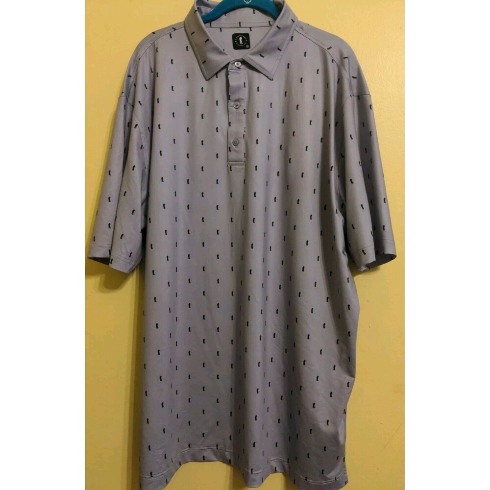 USAG Polo Golf Shirt Men's Gray AOP Golfer U Suck At Golf Stretch Sz 3XL